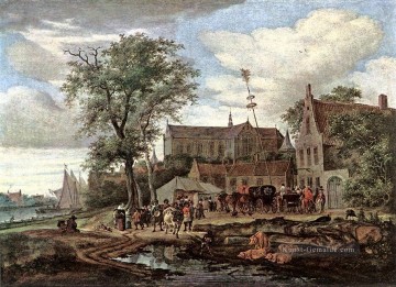  ruysdael - Tavern mit Mai Baum Landschaft Salomon van Ruysdael